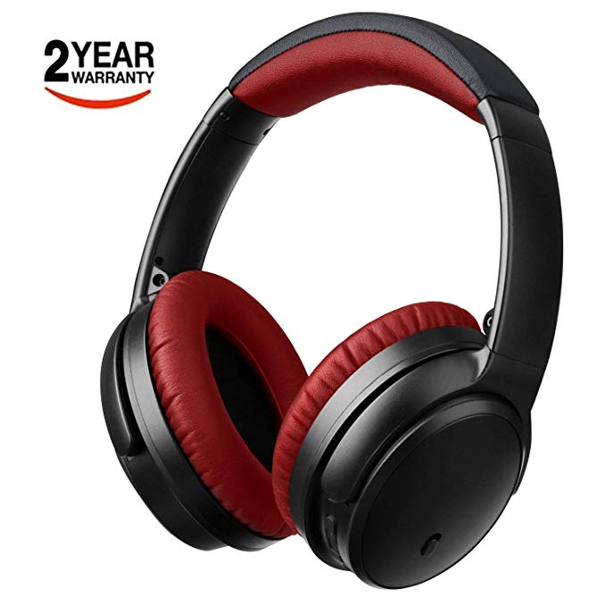 Active Noise Cancelling Bluetooth Headphones - Hifi Stereo Over Ear Wireless Headset with Microphone, Comfortable Protein Earpads, Foldable Design, 25H Playtime for PC/Cell Phones/TV, Travel and Work