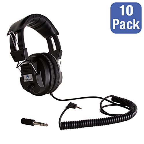 Egghead - 1003 Pack of 10 Switchable Stereo/Mono Headphones w/Cushioned Headband - Black