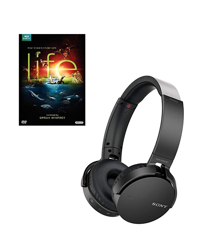 Sony MDRXB650BT/B Bass Bluetooth Headphones with Life DVD, Black