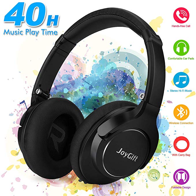 Bluetooth Headphones,Wireless Headphones Over Ear Headphones,HiFi Stereo Bluetooth Headset with Microphone/Wired Mode,Foldable,Soft Memory-Protein Earpads,40-Hour Play Time for PC/Cell Phones Black