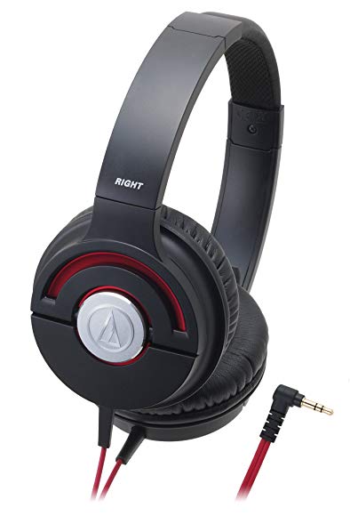 audio-technica SOLID BASS Portable Headphones Black Red ATH-WS55X BRD (Japan Import)